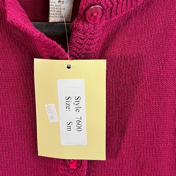 Vintage Jenny Cardigan Hot Pink Knit Button Front Sweater Sz SP NWT Old Stock - Picture 11 of 11